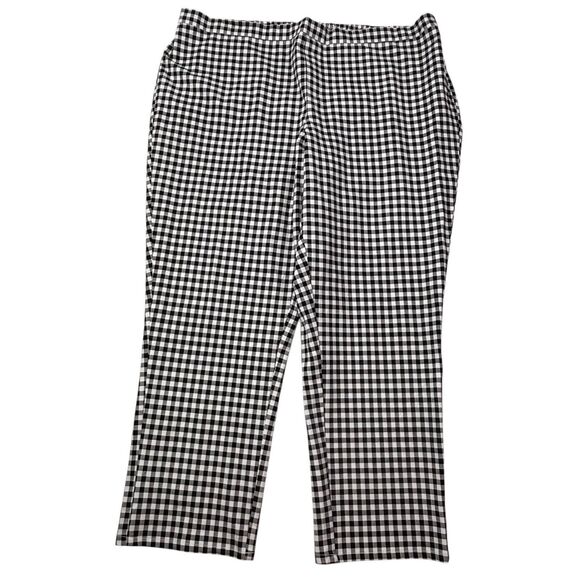Isaac Mizrahi Pants - Isaac Mizrahi Live Womens Plus 24W Gingham Stretch Elastic Waist Pull-On Pants